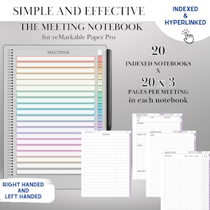 Notes de réunion pour les modèles avec lien hypertexte reMarkable Paper Pro et Remarkable 2 pour cahier de réunion Modèle numérique d'entreprise et de productivité