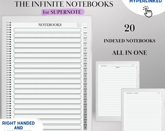 Supernote Template Notebook | Hyperlinked PDF Template for Supernote | Minimalist Notebook with tabs | eInk Notebook for Note-Taking