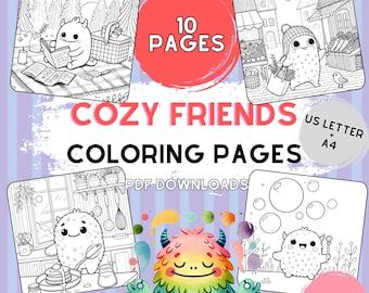10 Cute Monster Coloring Pages | Relaxing Printable Coloring Book for Kids and Adults | Whimsical Coloring PDF | Cozy Friend Colouring