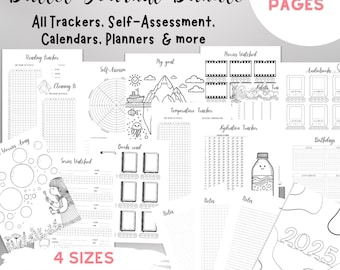 2025 Journal & Planner Bundle | Printable Calendar, Trackers, Bullet Journal Templates | 90+ Pages for BUJO Planning | Year in pixels
