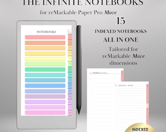 Infinite Notebooks for reMarkable Paper Pro Move Hyperlinked PDF Template Colored Notebooks templates Digital Notebooks eInk