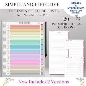 reMarkable Paper Pro To Do Lists Notebook/ Remarkable 2 Modello di monitoraggio delle attività PDF con collegamento ipertestuale / Schede Modelli di attività / Pianificatore di produttività