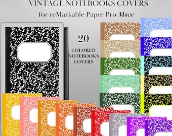 Vintage Notebook Covers for reMarkable Paper Pro Move Template Colored Digital Notebooks Covers Bundle reMarkable Move Notebook
