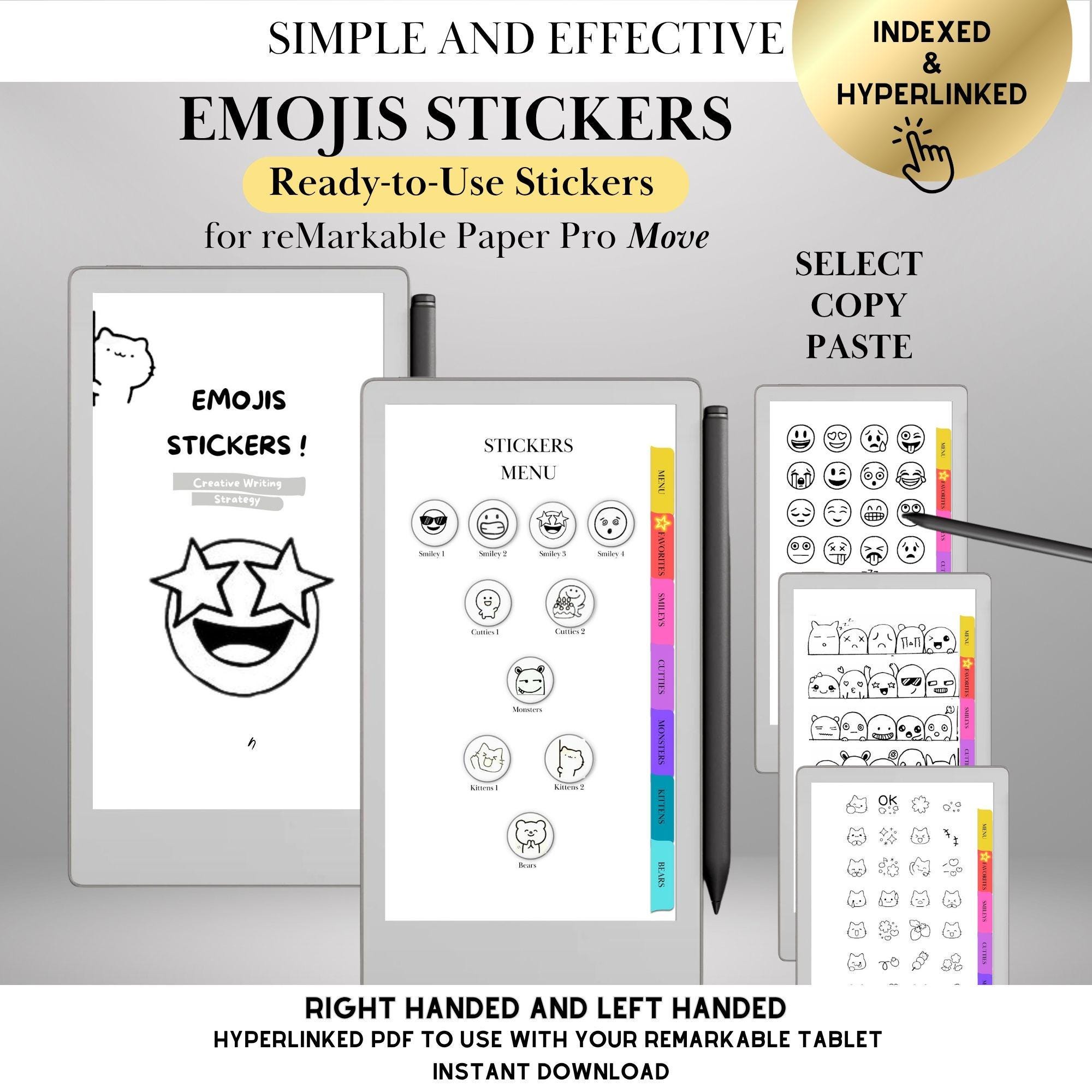 Ready-to-use Emojis Stickers for Remarkable Paper Pro Move Copy Paste ...