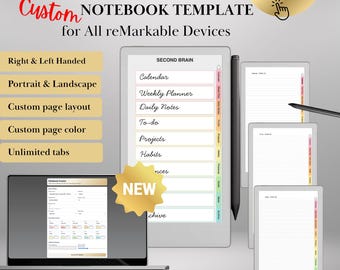 Creatore di modelli di notebook per reMarkable Paper Pro Move, rM2 / Crea il tuo pianificatore di attività personalizzato con collegamenti ipertestuali