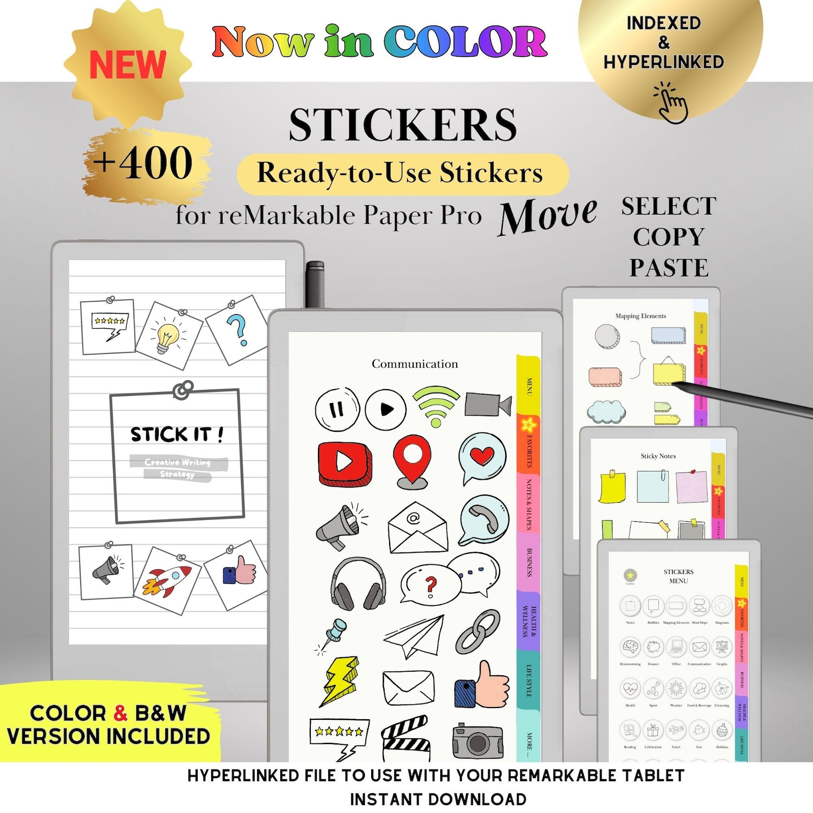 Color Stickers for Remarkable Paper Pro Move Templates Ready-to-use ...