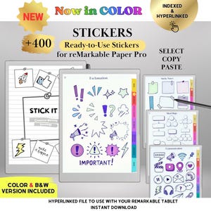 Color Stickers for reMarkable Paper Pro and reMarkable 2 Ready-to-Use Copy Paste Stickers, Notes, Shapes and Mind Maps reMarkable Templates