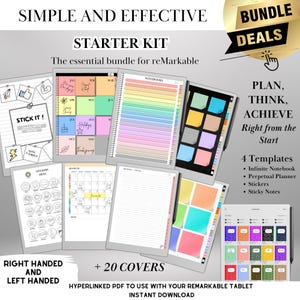 Kit di avvio per modelli reMarkable Paper Pro, bundle digitale con collegamenti ipertestuali e reMarkable 2 con calendario, quaderno, adesivi, note adesive