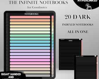 Digital Dark Notebook with tabs for Goodnotes | Ipad Notebook | Hyperlinked PDF Template | Notebook templates | Digital Notebook Template