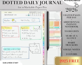 2026 Daily Journal for reMarkable Paper pro, Journaling, Hyperlinked Notebook, reMarkable Planner Templates, Digital Planner