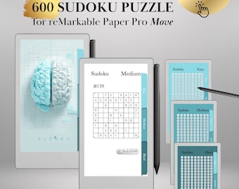 Sudoku Puzzle Book for reMarkable Paper Pro Move Template: 600 Hyperlinked Brain Games e-ink tablet Templates