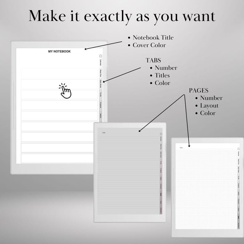 Notebook Customisation Sample Supernote Custom Notebook Template Creator A5X Manta, A6X Nomad ...