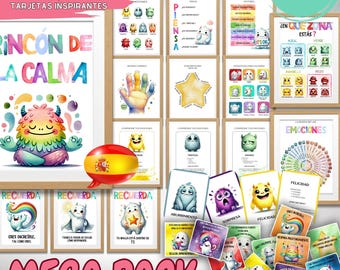 Rincón de la Calma Mega Pack | Tarjetas y Pósters de Emociones | Rueda de Emociones | Regulación Emocional | Kit Imprimible Aula y Terapia