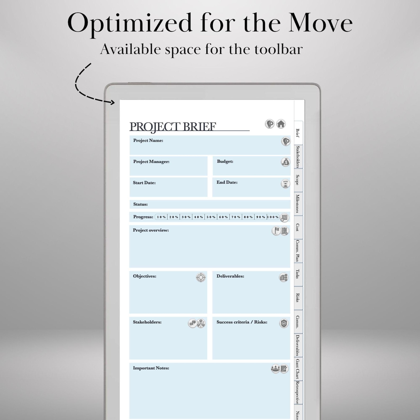 Project Moving Project Management Planner for Remarkable Paper Pro Move: Hyperlinked ...