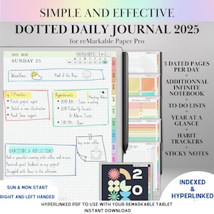 reMarkable Paper pro Daily Journal Planner 2025, Remakable Paper pro Journaling, Quaderno con collegamento ipertestuale, Modelli reMarkable, Planner digitale