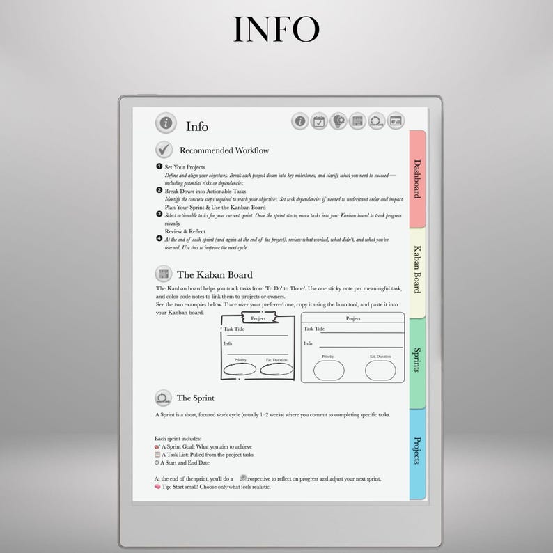 Project Planner for Remarkable 2 & Paper Pro Hyperlinked Template Agile ...