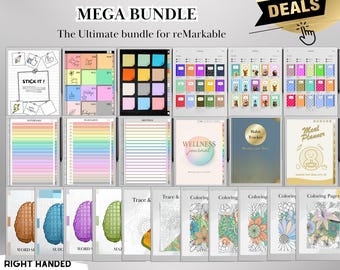 Mega Bundle reMarkable Paper Pro Templates Hyperlinked Digital Bundle & reMarkable 2 with Calendar, Notebook, Stickers, Sticky Notes, Covers