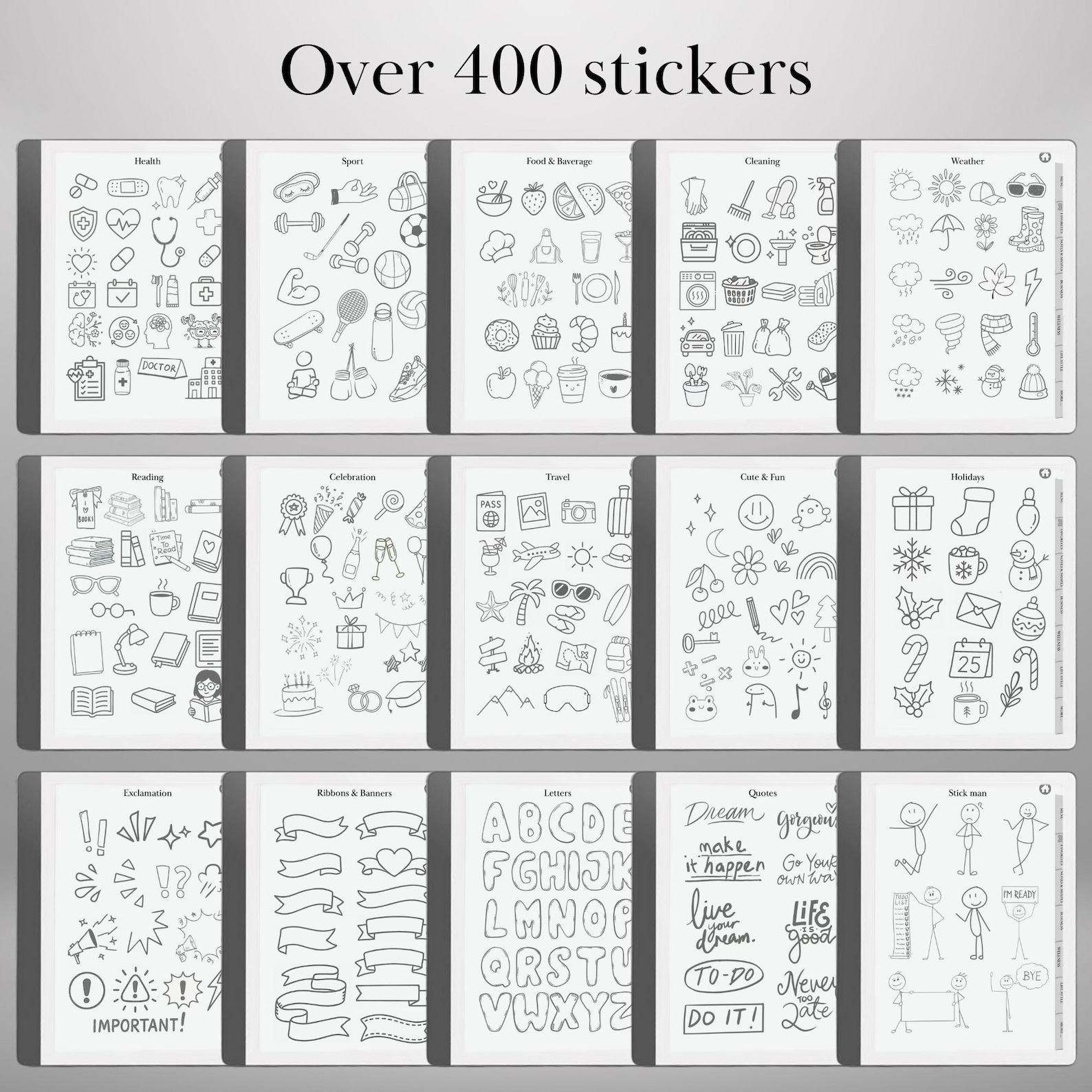 Tracable Stickerdds Prinable Kindle Scribe Sticker Template Traceable Stickers for Organisation ...
