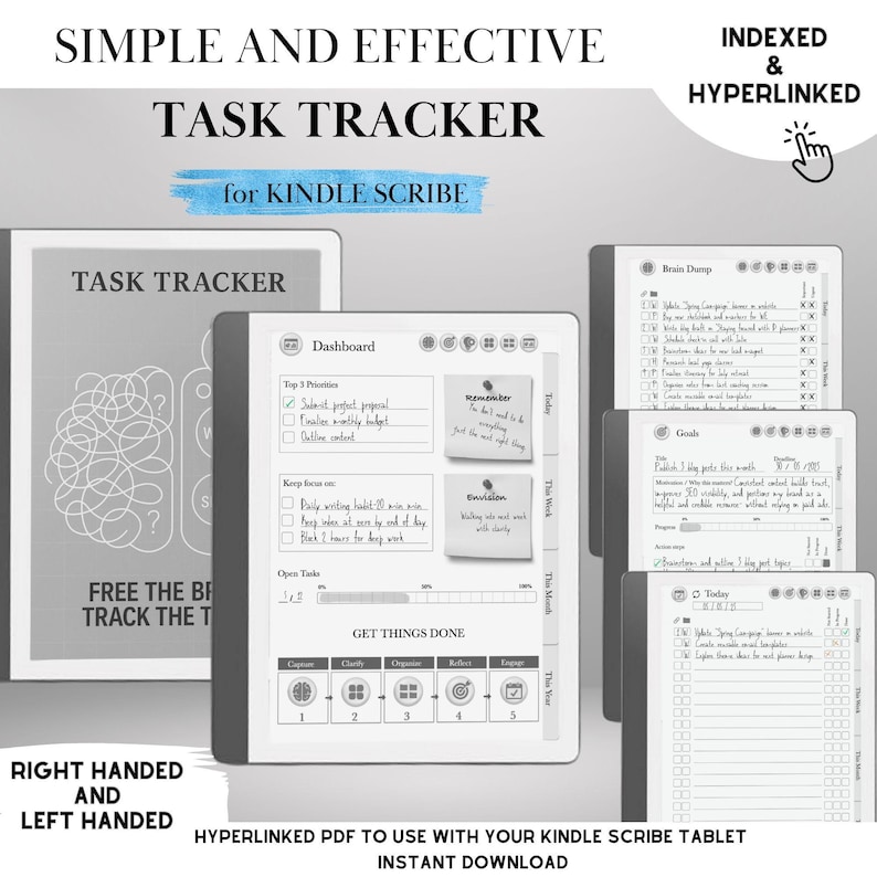 Kindle Scribe Task Planner GTD Template | Hyperlinked Productivity PDF ...