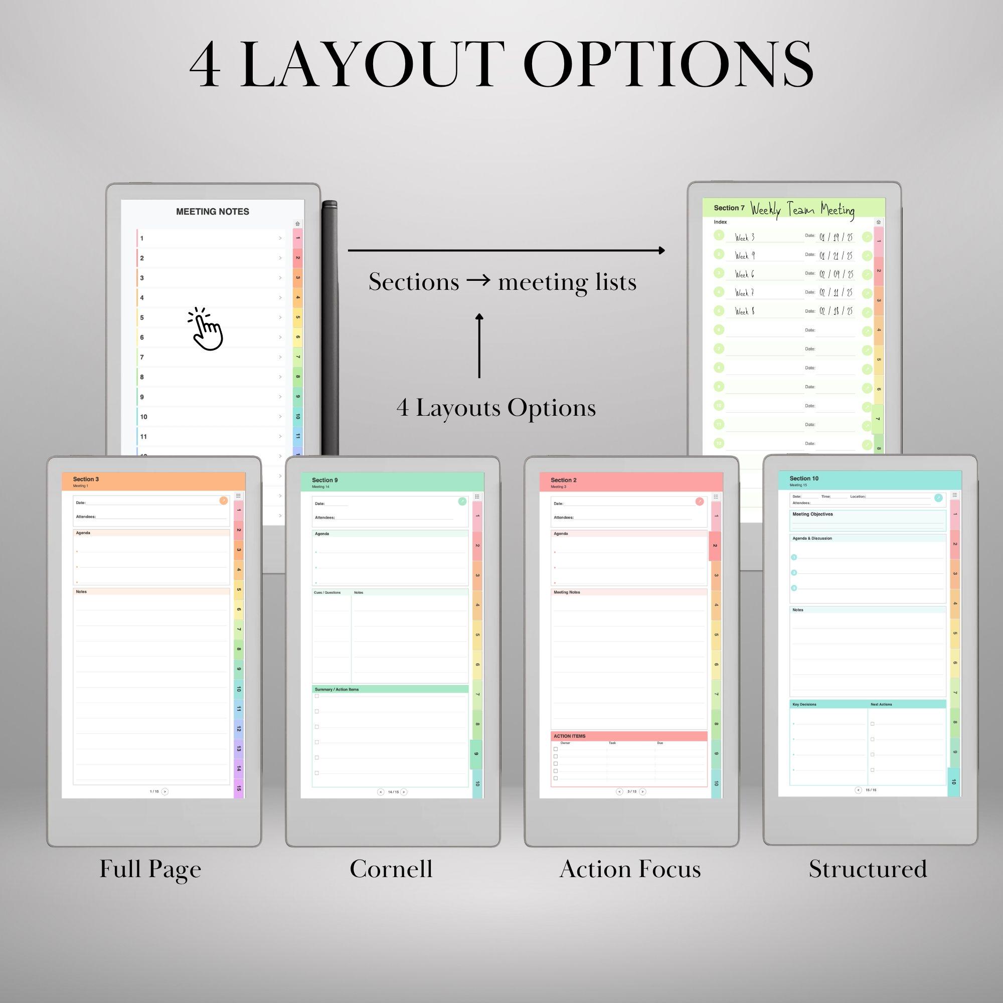 Creators Note Example Meeting Notes Template Creator for Remarkable Paper Pro Move, Rm2 ...