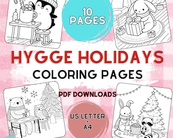 Hygge Christmas Coloring Pages | Cute Winter Animals (Digital Download)