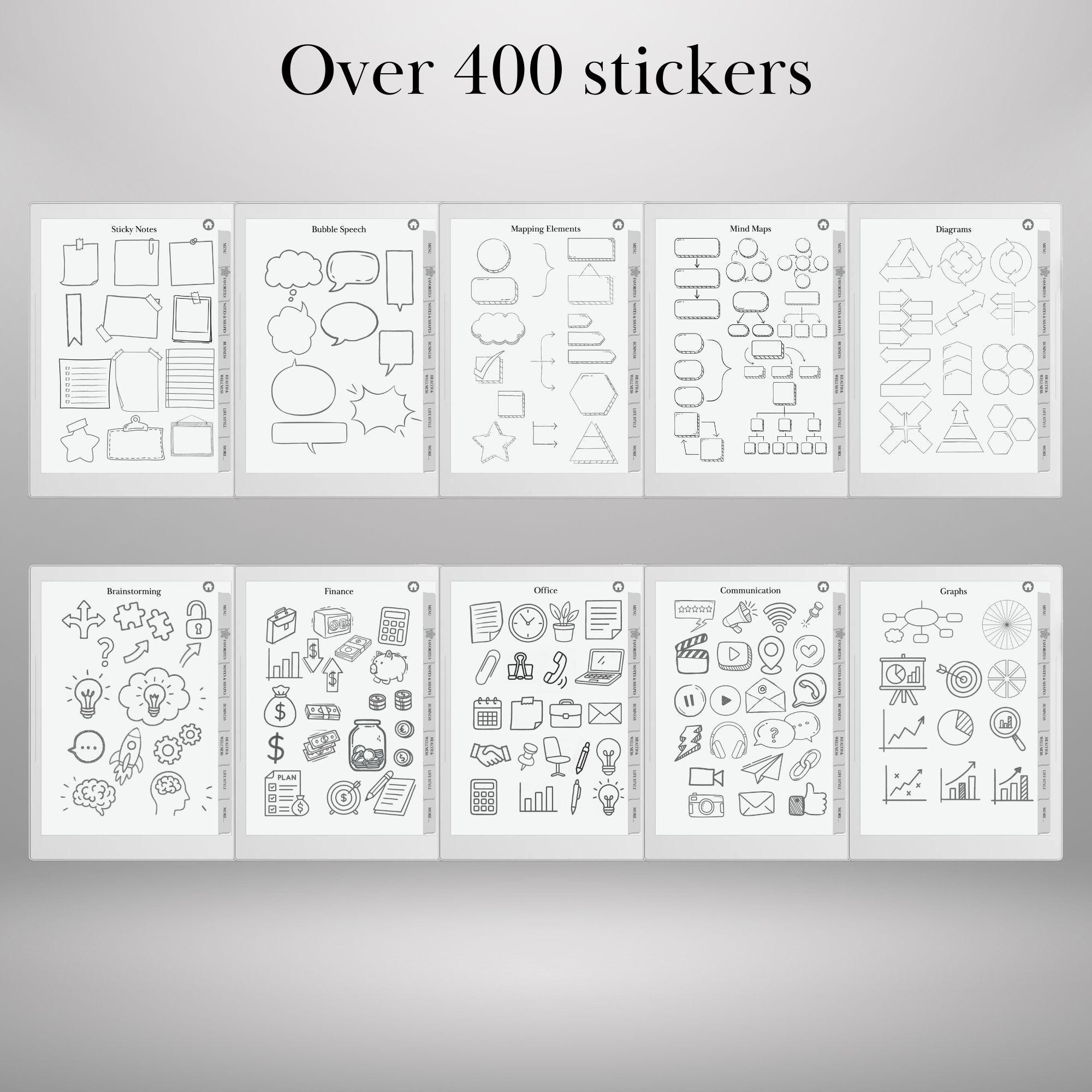 Supernote Stickers A5X, A6X and Manta Supernote Templates Digital ...