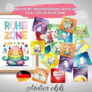 Affirmationskarten für Kinder | Poster Ruheecke & Gefühle stärken | Kleine Monster Motivation | Emotionale Entwicklung und Achtsamkeit
