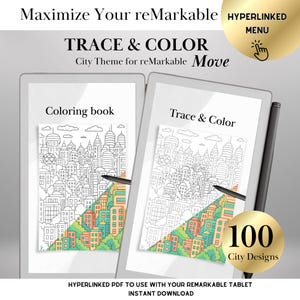 Modelli da colorare e ricalcare per reMarkable Paper Pro Move / Attività di consapevolezza / 100 pagine con collegamenti ipertestuali / Arteterapia con inchiostro elettronico / Download digitale