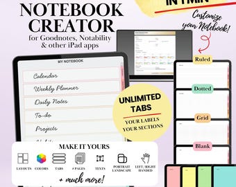 Custom Hyperlinked Notebook Creator | Build Your Own Digital Notebook with tabs in 1 Minute | Goodnotes, Notability, Noteshelf & PDF Apps