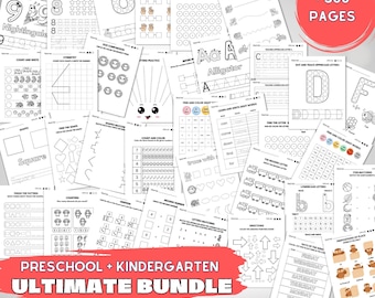 500+ Preschool & Toddler Learning Worksheets Bundle | Montessori Tracing, Alphabet Coloring, Math worksheets, Sight Words, Fine Motor Skills
