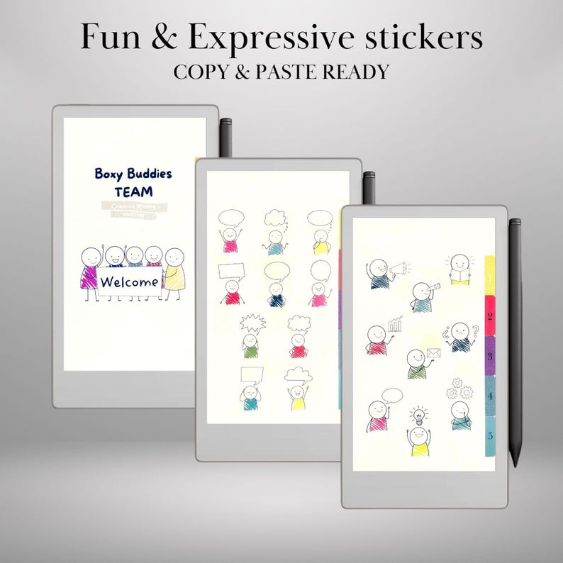 Boxy Buddies Stickers for Remarkable Paper Pro Move: Copy-paste Ready ...