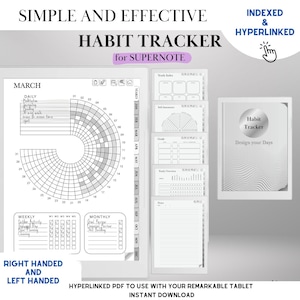 Supernote Template Habit Tracker Supernote Planner Hyperlinked PDF Template | Minimalist Goal Tracker Templates | Productivity Template