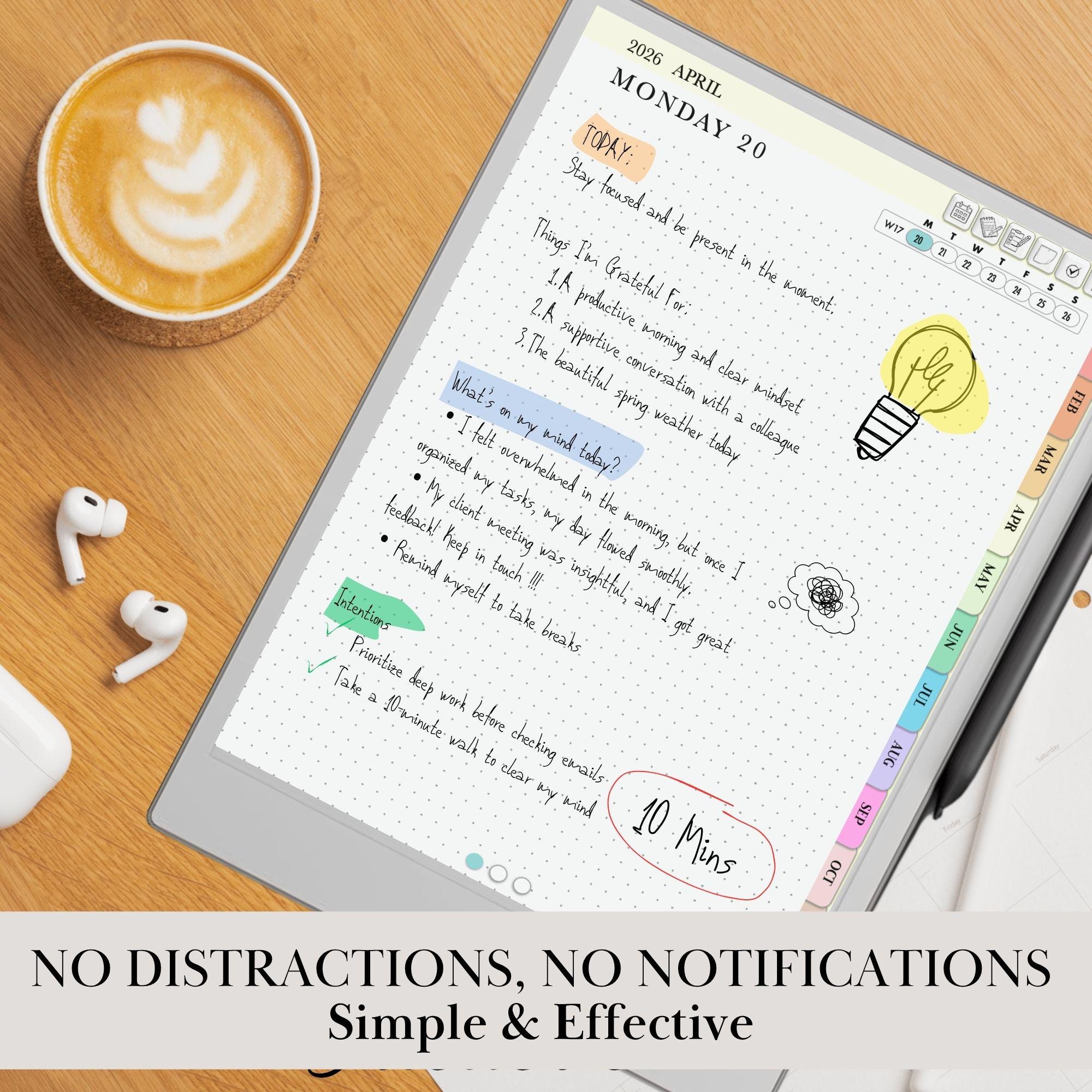 2026 Daily Journal for Remarkable Paper Pro, Journaling, Hyperlinked ...