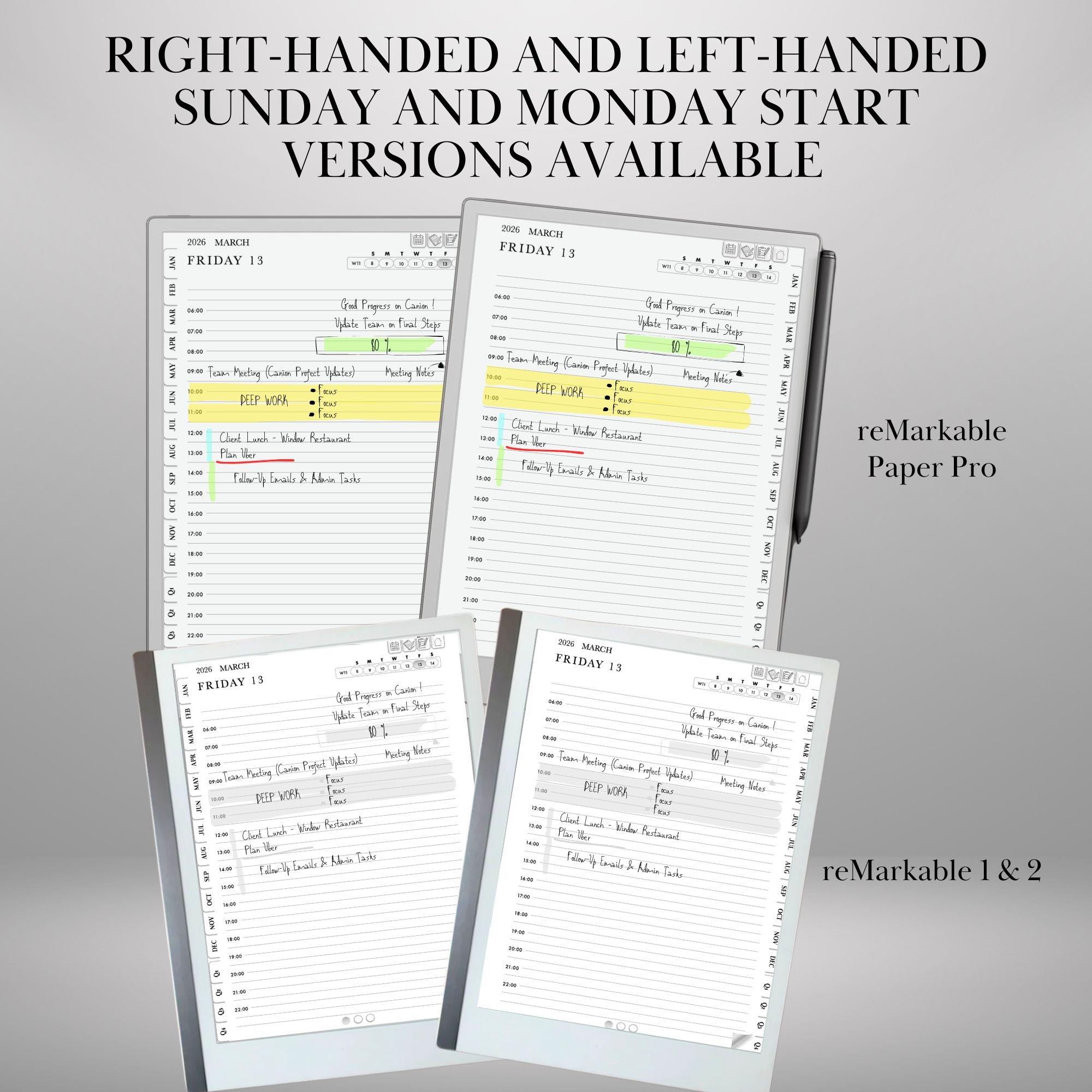 Daily Planner 2026 for Remarkable Paper Pro and 2: Daybook Hyperlinked ...