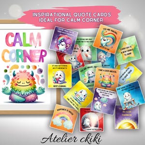 Schede con citazioni ispiratrici, angolo calmo, schede motivazionali Little Monster, schede di affermazioni positive per bambini, consapevolezza e capacità di adattamento