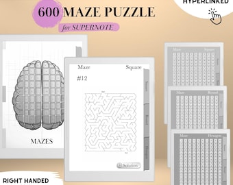 Supernote Maze Puzzle Book: 600 Brain Games, Hyperlinked PDF (Digital Download)
