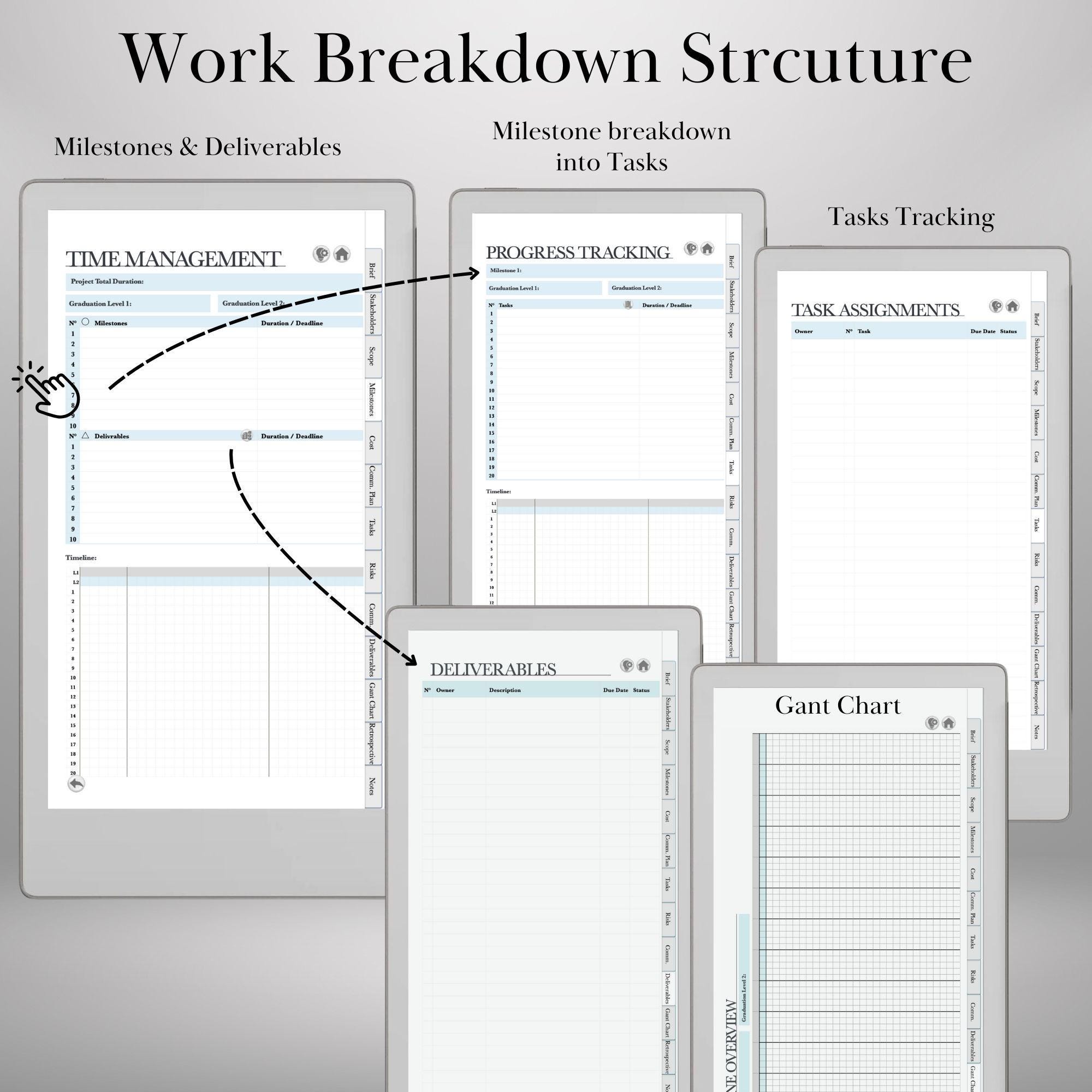 Project Management Planner for Remarkable Paper Pro Move: Hyperlinked ...