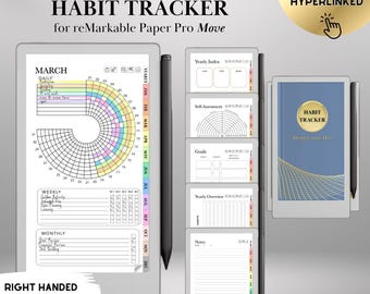 Habit Tracker for reMarkable Paper Pro Move Templates Hyperlinked Wellness & Goal Planner, Productivity Template