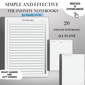 Notitieboek Kindle Scribe-sjablonen | Invoegen Kindle Scribe | Hyperlinked pdf minimalistisch digitaal notitieboek met tabbladen | Organizer voor eInk-notities