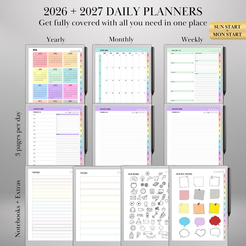 Mega Bundle for Remarkable Paper Pro | 130+ Templates: 2027 Planner ...