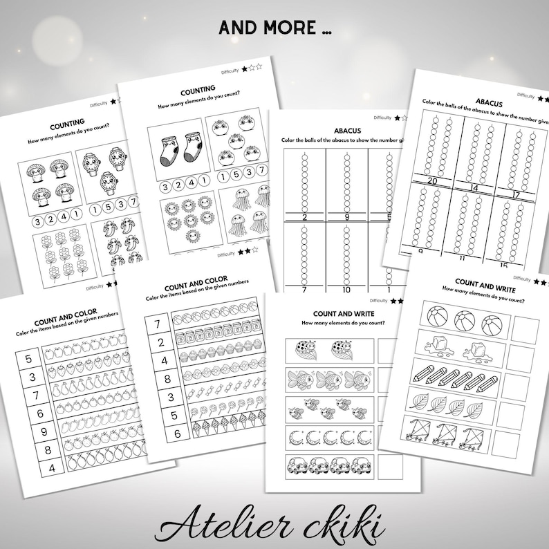 Math Worksheets for Preschool & Kindergarten Counting, Addition