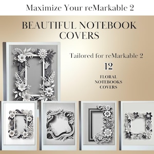 Notebook Cover für reMarkable 2 und Remarkable 1 Template Digitale Notizbücher Cover Digitales Notizbuch-Bundle mit Blumen-Thema für reMarkable e-ink