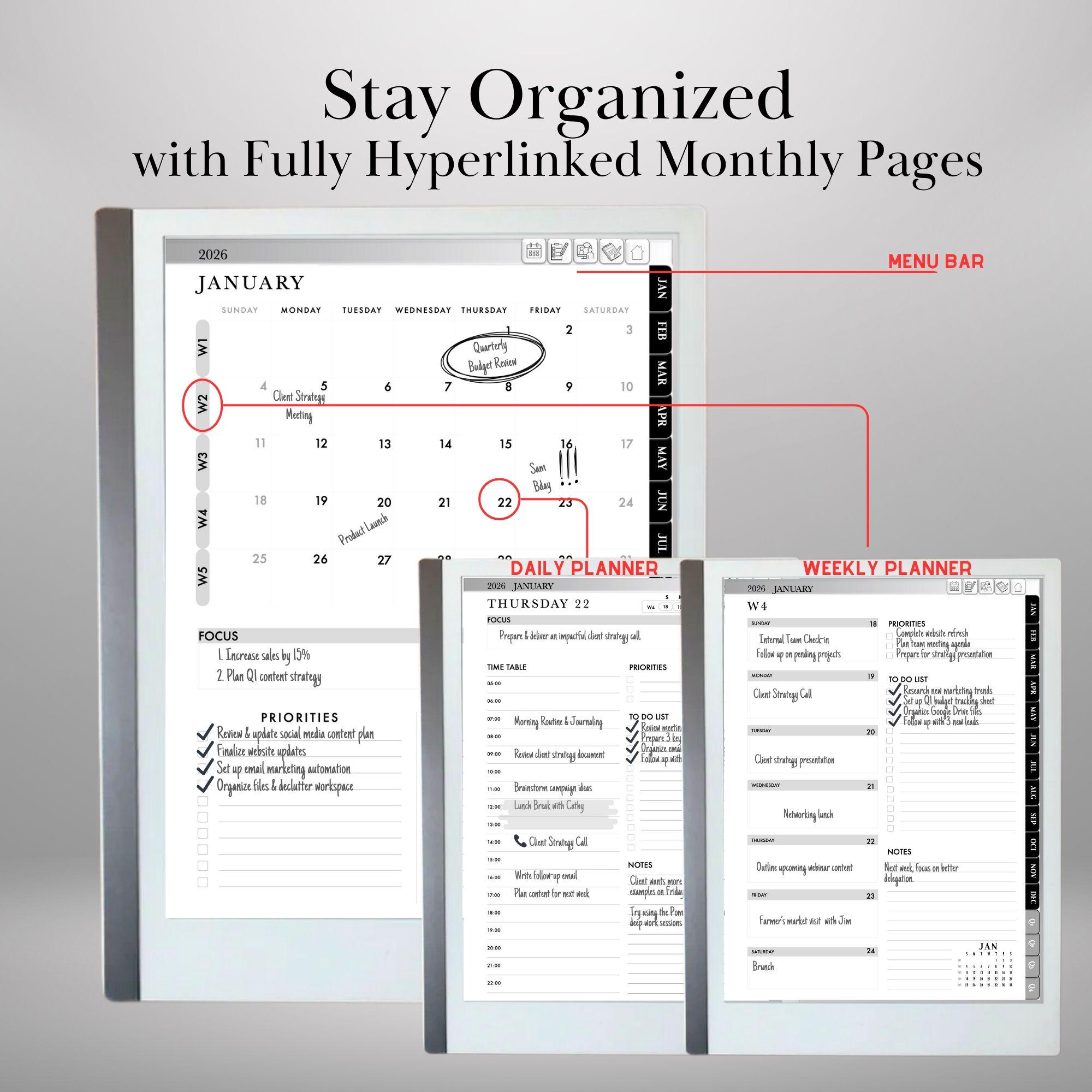 2026 Digital Planner for Remarkable 2 & Paper Pro: Hyperlinked ...