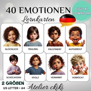 Cartes postales pour l'école maternelle | Emotionskarten für Emotionales Lernen | Klassenzimmer und Therapie Druckvorlage | Emotionalen Regulierung