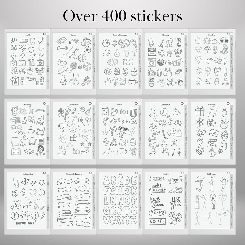 Supernote Stickers A5X, A6X and Manta Supernote Templates Digital ...