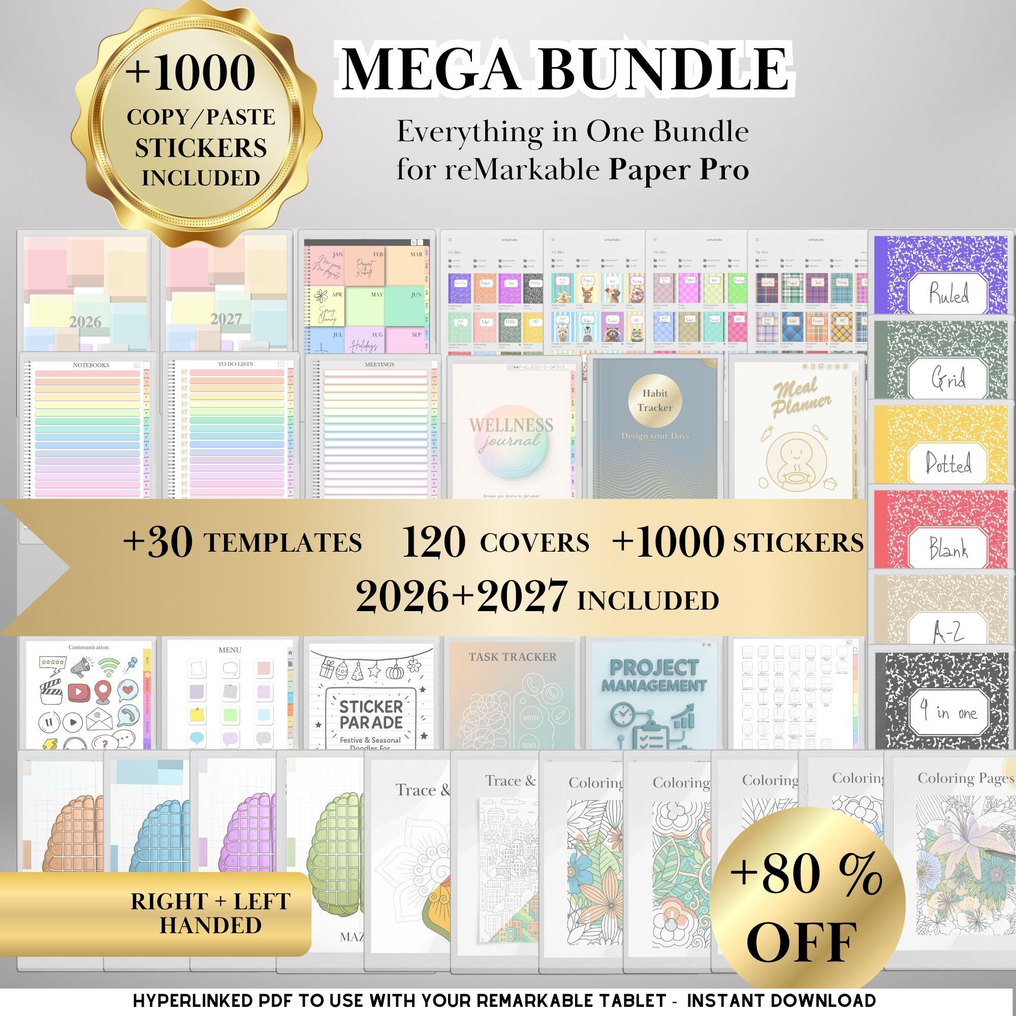 Templates for Remarkable Paper Pro - Mega Bundle: Productivity Bundle ...