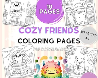 10 Little Monster Coloring Pages | Printable Fun colouring for Kids and Adults | Creative Stress Relief Activity | Cozy Hygge Coloring Book
