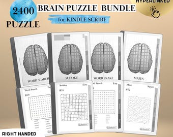2400 Brain Games Puzzle Bundle for Kindle Scribe: Sudoku, Word Search, Word Snake and Mazes Kindle scribe templates