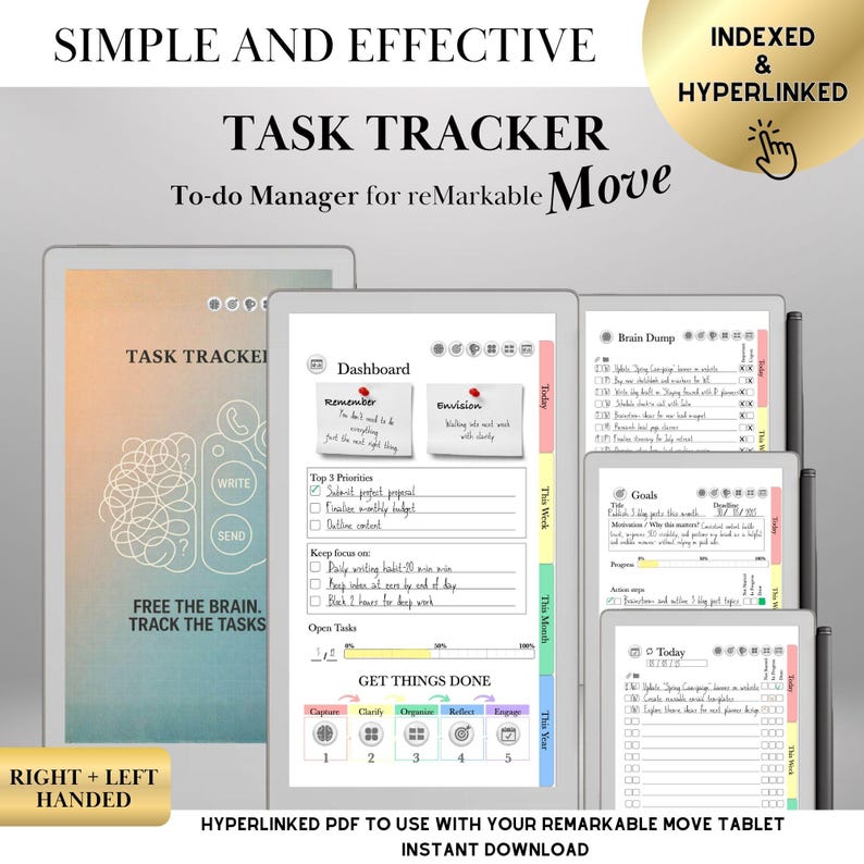 Task Tracker Templates for Remarkable Move | GTD Planner, Brain Dump ...