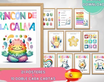 Rincón de la Calma Pósteres, Regulación Emocional, Imprimible para el Aula, Imprimible para escuela, Aprendizaje emociones